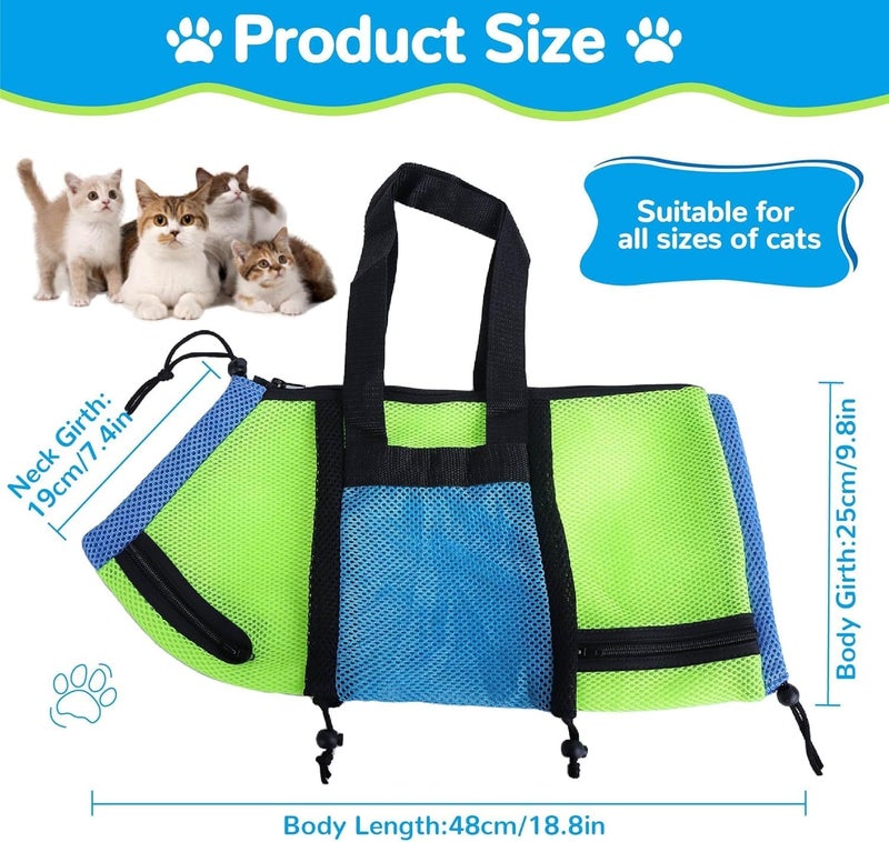 AWOOF Cat Grooming Bag Adjustable Cat Bathing Bag Anti Scratch Bite Polyester Soft Durable Mesh Cat Shower Bag for Small Medium Large Cats - Image 4
